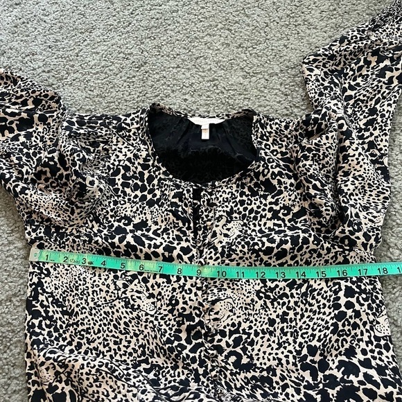 Rebecca Taylor animal leopard print silk long sleeve mini dress size 2 - Picture 11 of 12